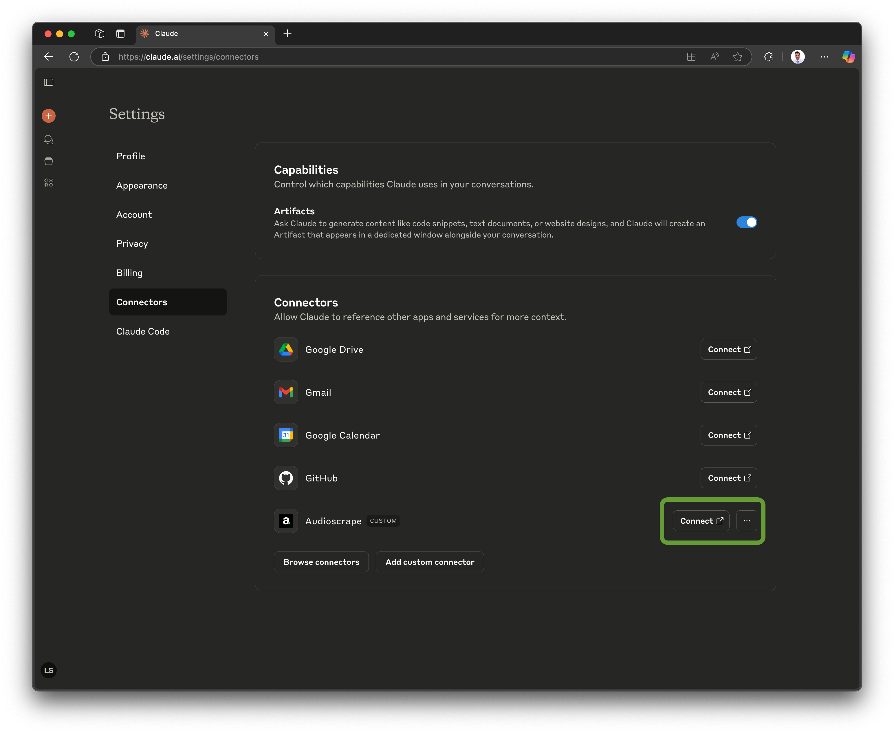 Connect Audioscrape Account